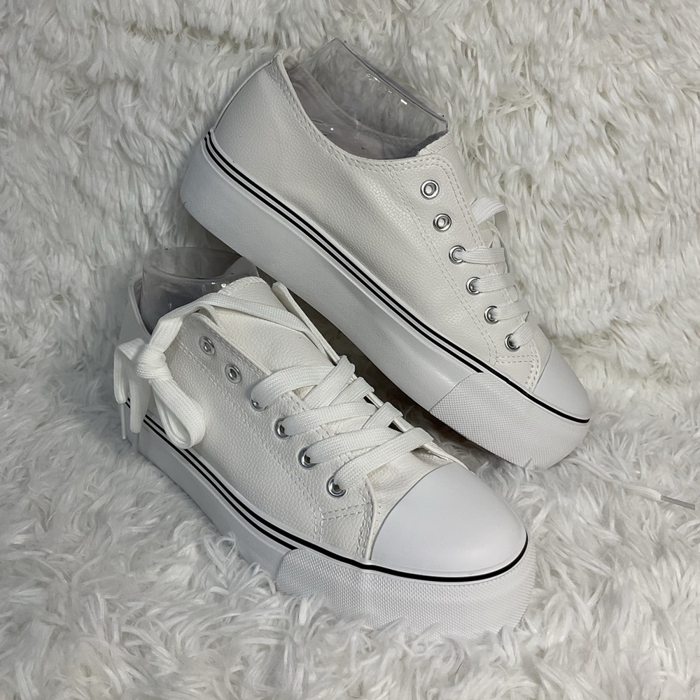 Platform Faux Leather Sneakers